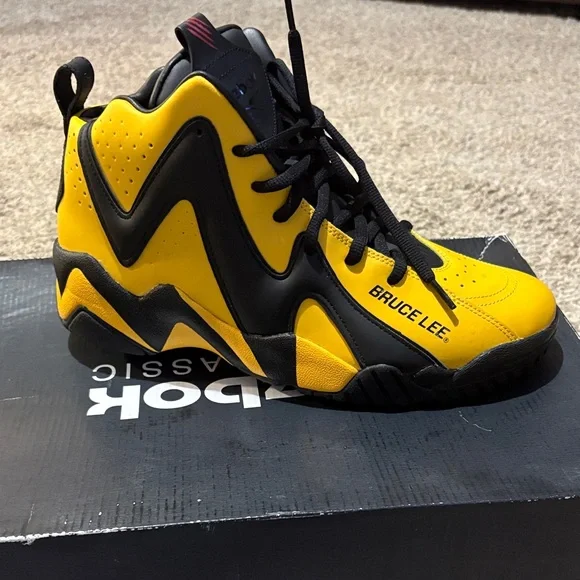 Rare Bruce Lee Reebok Kamikaze II Bait Black and Yellow Sneakers - Picture 2 of 8